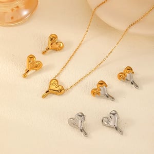 1 Piece Simple Classic Style Irregular Heart Shape Stainless Steel  Gold Color Women's Pendant Necklace h5 